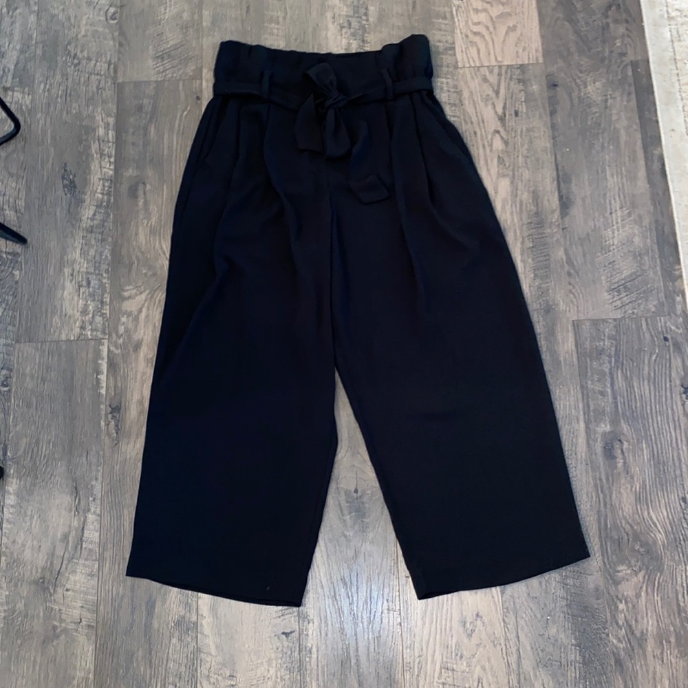 NEW WOMENS HIGH RISE PAPER BAG ANKLE PANTS